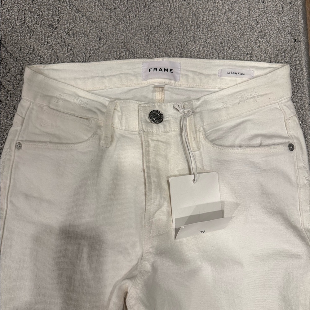 Frame Denim White Flare Wide-Leg Jeans - Picture 3 of 5